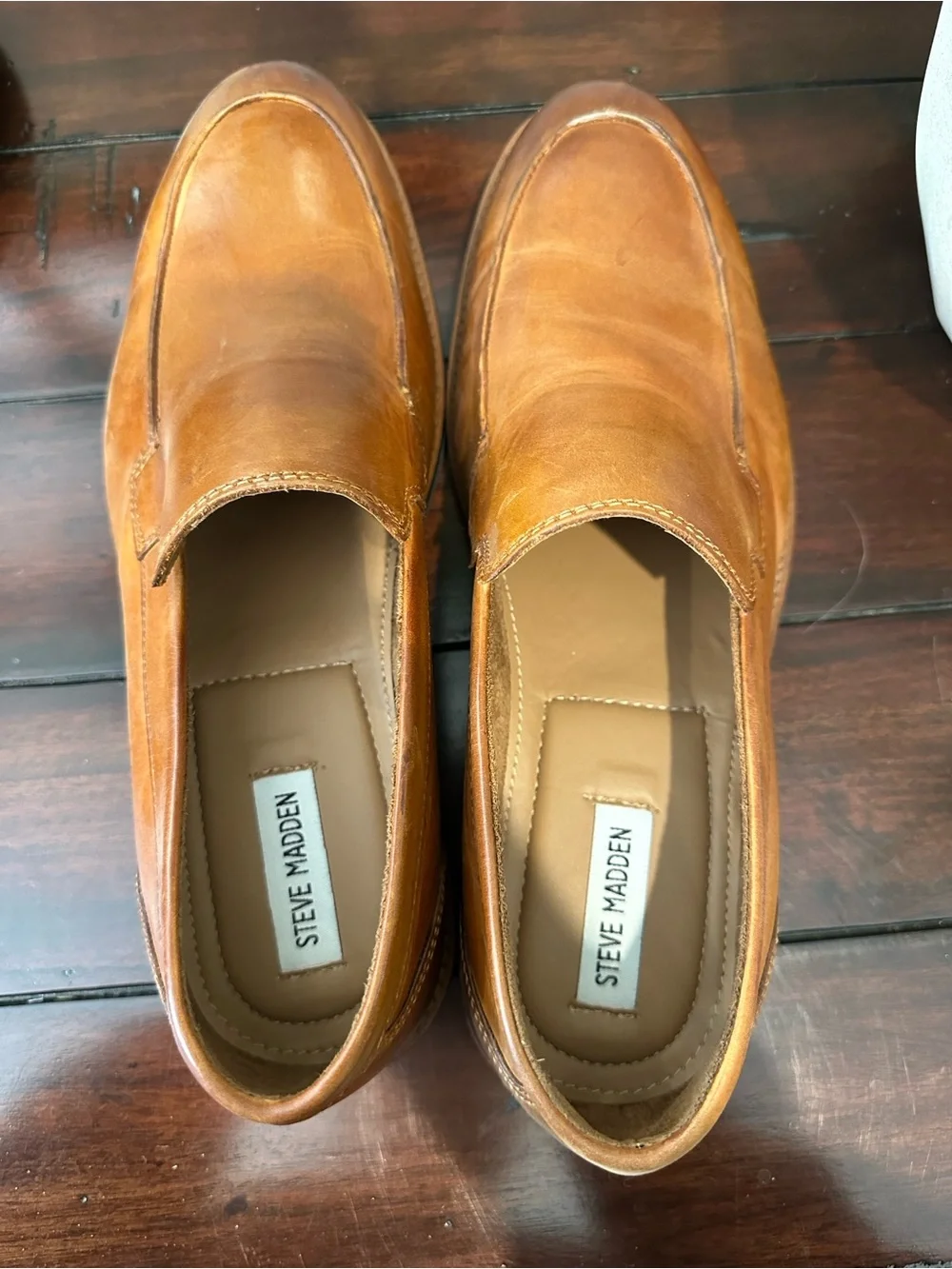Steve Madden Tan Leather Slip-On Loafers